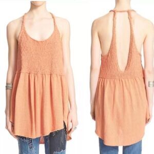 Free People Mountain View Tunic Top in Orange, XS, Boho Wool Blend Crochet